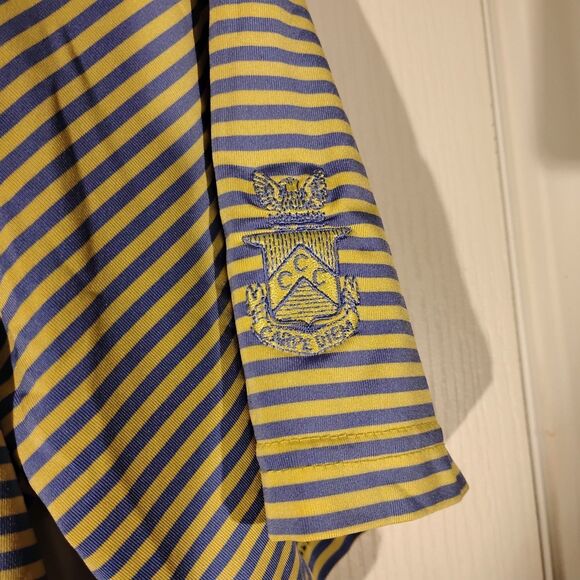RLX Ralph Lauren polo shirt mens L Large blue yellow striped performance stretch - Picture 3 of 8